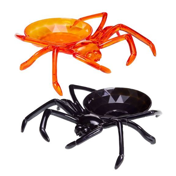 Spinnen Süßigkeitenteller in Orange und Schwarz Halloween Dekoration