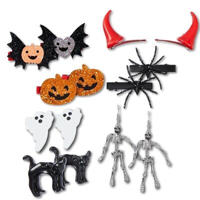 Halloween Haarclips und Ohrringe