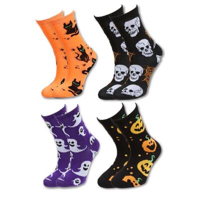 4 unterschiedliche Paare Halloween Socken